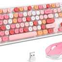 MOFII Wireless Keyboard and Mouse Combo,2.4GHz Retro Full-Size Wireless Keyboard with Number Pad and Cute Wireless Mouse for Computer PC Desktops Laptop WindowsxP/7/8/10 (Lipstick Colorful)