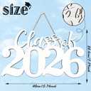 Class of 2026 Wooden Sign Graduation Party Decorations 2026 White Graduation Photo Booth Prop Senior2026 Sign for High School College Party