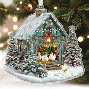Chicken Ornament - Chicken Ornaments for Christmas Tree, Farm Kitchen Ornaments - Chickens Gifts for Women, Men, Lady, Mom, Farmers - Gifts for Animals Lovers - Acrylic Christmas Ornament