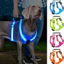 Light Up Dog Harness, Led No Pull Dog Harness with Handle Reflective Glow-in-The-Dark for Night Walking, USB Rechargeable Lighted Vest for Medium Large Dogs, Adjustable Soft Illuminated (Blue, Medium)
