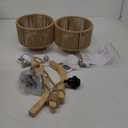 Dijiahua Boho Wall Sconces Set of Two Battery Operated,Wireless Rechargeable Woven Rattan Sconces Wall Lights with Remote, RGB 12 Colors Dimmable Wall Lamp, Wood Indoor Cordless Sconce Lighting (2 Pack-Cylinder, Brown+Yellow)