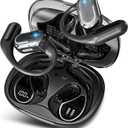 Bluetooth 5.4 Headphones with LED Display, Open Ear Earbuds, ENC Noise Cancelling, IPX5 Waterproof, 46Hrs Playtime, Ergonomic Earhook Design for Running, Workout, Sports (Black)