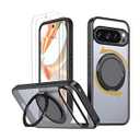 HCXLYP Strong Magnetic for Google Pixel 9 Pro XL Case with 360° Rotatable Stand [with 2 Tempered Glass Film] [Compatible with Magsafe] Military-Grade Drop Protection Case, Black