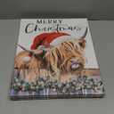 2 pcs Christmas Highland Cow Wall Decor:Merry Christmas Canvas Wall Art Cow Pictures Farm Animal Prints Xmas Holiday Decorations Farmhouse Country Wall Hangings Paintings for Living Room 12x15 Inch