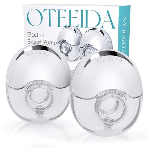 Hands Free Breast Pump Wearable MY-375 - Strong Suction, Low Noise, Wearable Breastfeeding Pump with 4 Mode &12 Levels, Portable Electric Breast Pump 24mm - 19/21/Insert/Flange, 2 Pack (White)
