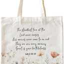 Christian Tote Bags, Canvas Tote Bag for Women, Christian Gifts for Women Faith, Bible Tote Bag, Bible Stuff, The Steadfast Love of The Lord Never Ends, Reusable Grocery Bags