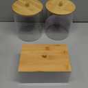 Glass Jars and Acrylic Dryer Sheet Holder, Laundry Pods Container with Bamboo Lid and 27 Labels, Powder Detergent Containers for Laundry Room Organization, Storage Jars Set (3 Pack) (White)