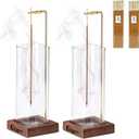 Ceremony Incense Holder,2Pack Wood Incense Holder for Sticks with Glass Ash Catcher,Incense Burner for Meditation Yoga Spa Room Decor