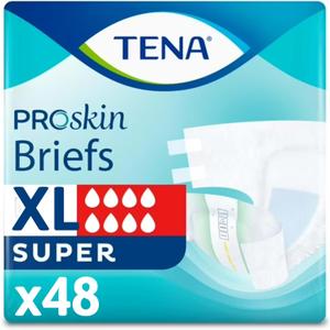 Tena Proskin Incontinence Super Briefs, Adult Diapers, Super Absorbency, Bladder Leaks Control, X-Large - 48 ct