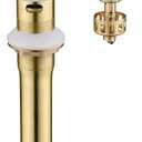 Pop up Sink Drain Stopper with Overflow Brushed Gold for Bathroom Vessel Vanity Sink Art Basin, Big Cap Sink Drain with Overflow, Metal Pop-up Drain Strainer with Detachable Basket Stopper