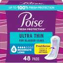Poise Ultra Thin Incontinence Pads & Postpartum Pads for Bladder Leaks, 4 Drop Moderate Absorbency, Long Length, 48 Count