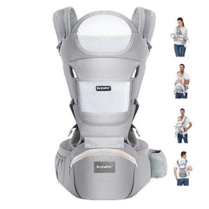 KIYUMI Baby Carrier with Hip Seat, 6- in-1 Baby Carrier Newborn to Toddler, Ergonomic M Position, Head Support and Breathable Mesh,Adjustable Removable Baby Sling Carrier (7-45 lbs), Grey (Gray)