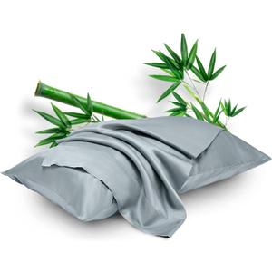 SLEEP ZONE Queen Pillowcase - 100% Rayon Silver Grey Pillowcase Set of 2 Pack, Soft and Breathable Pillow Covers with Envelope Closure, 20x30 Inches