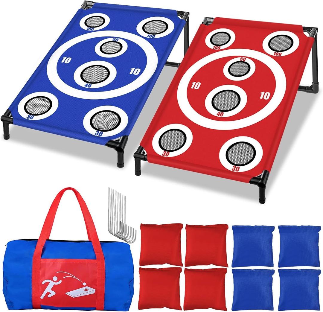 NZQXJXZ Cornhole Board Set with 8 Bean Bags 3x2 Ft Corn Hole Games Portable Cornhole Set for Indoor and Outdoor Ideal for Kids, Adults, Camping, Travel, Beach, Yard