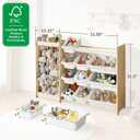EXPERLAM Kids Toy Storage Organizer, 2-in-1 Stuffed Animal Storage & Toy Organizer w/12 Bins, Solid Wood Toy Rack Featuring Thicker Elastic Ropes to Hold Toys, Playroom Nursery Bedroom Storage, White, 47.2" L × 11" W × 31.5" H