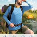 Roadbox Mens UPF 50+ UV Sun Protection Shirts Outdoor Long Sleeve SPF Rash Guard for Fishing Hiking Swimming Running (Blue, L)