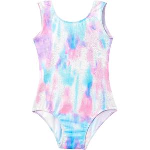 Domusgo Gymnastics Leotards for Girls 4t 5t Blue Purple Scrawl Sparkly One Piece Tumbling Outfits