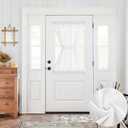 jinchan Linen Blend French Door Curtain Solid White 72 Inch Rod Pocket Privacy Panel with Tieback Light Filtering 1 Panel Farmhouse Country Style for Door or Window