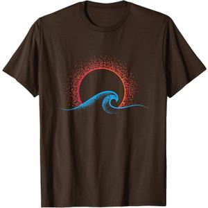 Boho Minimalist Sun Ocean Wave Art Summer Theme T-Shirt, Size M