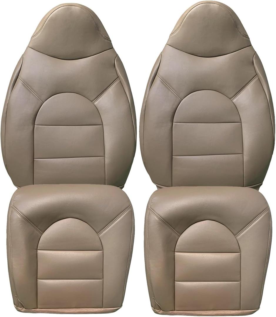 Driver and Passenger Leather Seat Covers Tan Replacement for 1999-2000 F250 350 Lariat XLT