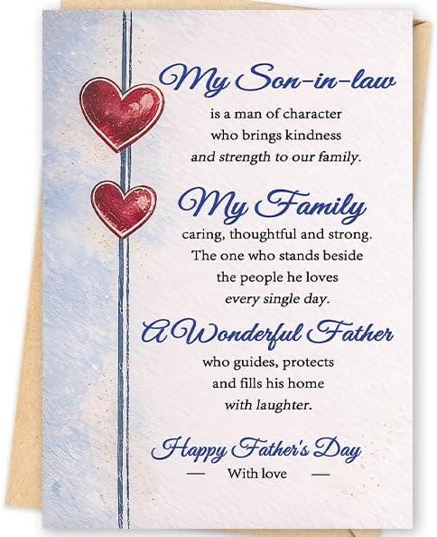 3 x Missonemi Fathers Day Card for Son in Law, Happy Father's Day Son in Law Card, Fathers Day Gift for Men, Heartfelt Greeting Card for a Wonderful Father and Family Man