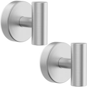 Bntuk Suction Cup Hooks, Shower Hooks for Inside Shower Removable Towel Hooks for Bathroom Window Glass Mirror Tile, Bath Robe Looafh Hook for Hanging Waterproof & Rustproof, Silver(2 Pack)