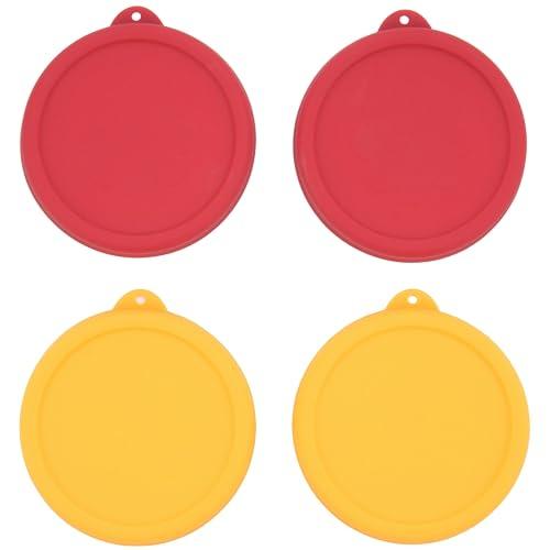 Kiicii 1 Cup Round Silicone Storage Cover Lids Replacement for Anchor Hocking and Pyrex 7202-PC Glass Bowls (Container not Included) (Red & Orange) 4 Pack