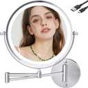 9" Wall Mounted Makeup Mirror with Light, Chrome 10X Magnifying Mirror, Bathroom Shaving Mirror, 3000mAh USB Charging (960C10X)