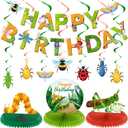 28 Pieces Bugs Party Decorations Spring Bugs Party Banner Bee Ladybugs Hanging Swirls Decor Insect Birthday Honeycomb Centerpieces Decorations for Boys and Girls Birthday Baby Shower