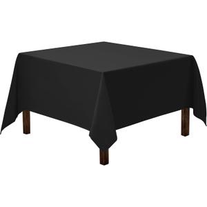 Gee Di Moda Square Tablecloth - 85 x 85 Inch Black Table Cloth for Large Square or Round Tables - Heavy Duty Washable Fabric - for Buffet Table, Holiday Party, Dinner, Wedding & Baby Shower