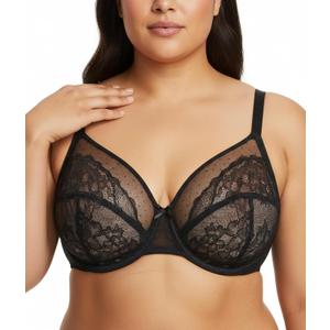 Minimizer Bras for Women Full Coverage Unlined Underwire Bra Plus Size Bra for Heavy Breast (36DD, Black)
