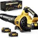 Leaf Blower Cordless, 650CFM & 3 Speed Levels, Electric Cordless Leaf Blower with 2 * 5.0Ah Battery Powered, Blowers for Lawn Care, Yard, Blowing Leaves, Dust, Snow (Yellow)
