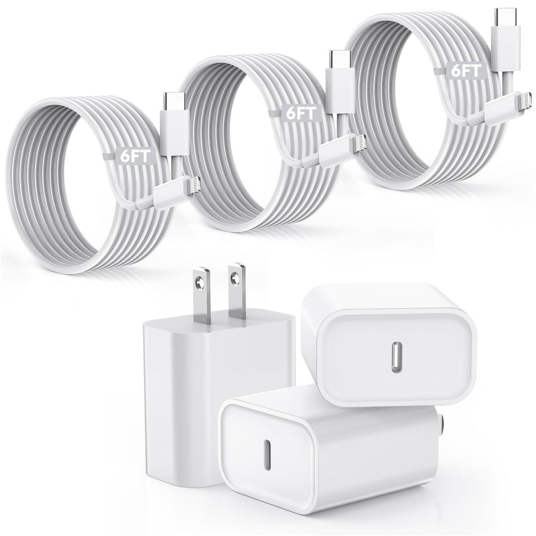 Apple MFi CertifiedFast Charger iPhone,Fast i Phone Charging Cord 3Pack i Phone Charger Fast Charging Plug Block 6FT USB C to Lightning Cable for iPhone 14/14 ProMax/Plus/13 Mini/12/11/XR/XS,AirPods