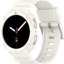 Miimall Sport Case Band for Samsung Galaxy Watch 8 40mm/44mm Case with Bands for Men, Shockproof, Scratch Resistant, Rugged Armor TPU Cover with Replacement Strap Protective Bumper for Galaxy Watch 8 (Cream White)