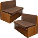 molasofa Leather Like RV Dinette Cushion Covers, RV Booth Seat Cover Stretchable Camper Cushion Couch Covers Washable Slipcovers for RV Camper Car Bench (2 Backrest Covers & 2 Bench Covers, Brown)