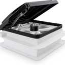 11" x 11" RV Roof Vent Fan With 12V Manual Riser Reversible Manual Lift with Black Lid