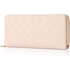 Womens Wallet PU Soft Leather Clutch Wallets For Women Bi-fold Credit Card Holder Ladies Wallets With ID Window Coin and Cash Organizers Long Wallet With Large Capicity Zipper Pocket, Pink