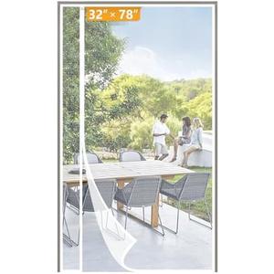 yotache White Reversible Side Opening Magnetic Screen Door Fits Door Size 32 x 78, Unobstructed View Upgraded Polyester Mesh for Back Door, Actual Screen Size 34" x 79"