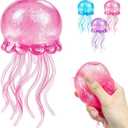 Jellyfish Squeeze Toy,2.16inch Jellyfish Squishy Malt Sugar Balls Filled Squishy Sensory Fidget Toy,Ultra Soft Moldable Slow Rise Stress Relief Toy for Adults Anxiety Relief(Pink)
