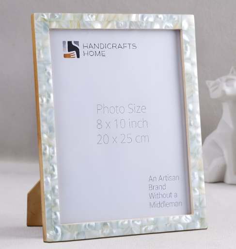 Handicrafts Home 8x10 Picture Frame – Green Mother of Pearl Photo Frame, Decorative Frames for Wall & Desk, Boho Chic & Vintage Inspired Home Decor, Unique Handmade Photo Display picture frame