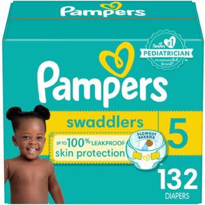 Pampers Baby Diapers - Swaddlers - Size 5, 132 Count, Ultra Absorbent Disposable Infant Diaper