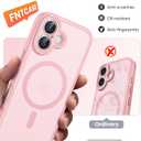 FNTCASE for iPhone 16 Case: [Compatible with Magsafe] Translucent Matte Cases with [Full Camera Protection] [Screen Protector] Military Grade Shockproof Protective Phone Cover - Light Pink