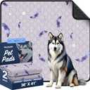 Washable Pee Pads for Dogs, 2Pack Reusable Puppy Pads, Super Absorbent & Leakproof Dog Pads, Anti-Slip Dog Pee Pads for Puppy Training & Incontinence, Feather Pattern 36"x41"