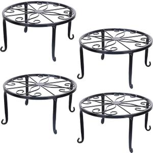 Tosnail 4 Pack Metal Plant Stand, Planter Support Rack, Plant Pot Stands, Planter Holder Heavy Duty, Rust Proof Iron Potted Plant Flower Pot Stand for Indoor Outdoor Garden Patio, Black, 9 Inch