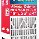 Filtrete 16x25x4 Air Filter, MPR 1000, MERV 11, Allergen Defense 12-Month Deep Pleated 4-Inch Air Filters, 2 Filters