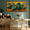 SOUGUAN Canvas Print Wall Art Green Gold Tropical Palm Leaves Nature Wilderness Illustrations Modern Art Rustic Wall Decor Pictures Artwork 24"x48" for Living Room