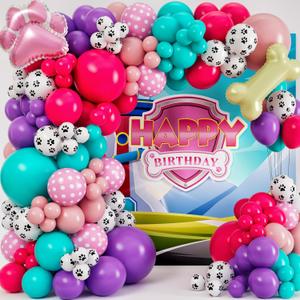 ALL-IN-1 Paw Balloon Garland Arch Kit with BONUS Bone & Paw Print Balloons Pink Paw Balloons Girl for Paw Birthday Decorations Girl Paw Party Supplies