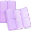 FYY Daily Pill Organizer,7 Compartments Portable Pill Case Travel Pill Organizer,[Folding Design] Large Pill Box for Purse Pocket to Hold Vitamins,Cod Liver Oil,Supplements and Medication-Clear Purple