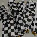 200 Pcs Small Checkered Flags Black and White Racing Flag, 5x8 Inch Handheld Flag with Child Safety Spear Top Great Children's Birthday Gift and Party Decorations Car Racing Decorations