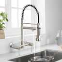 DEMIINUS Wall Mount Kitchen Faucet with Pull Down Sprayer, 8 Inch Center Commercial High Arc Kitchen Sink Faucet, 2 Handle Wall Mount Faucet for Kitchen Sink, Brushed Nickel